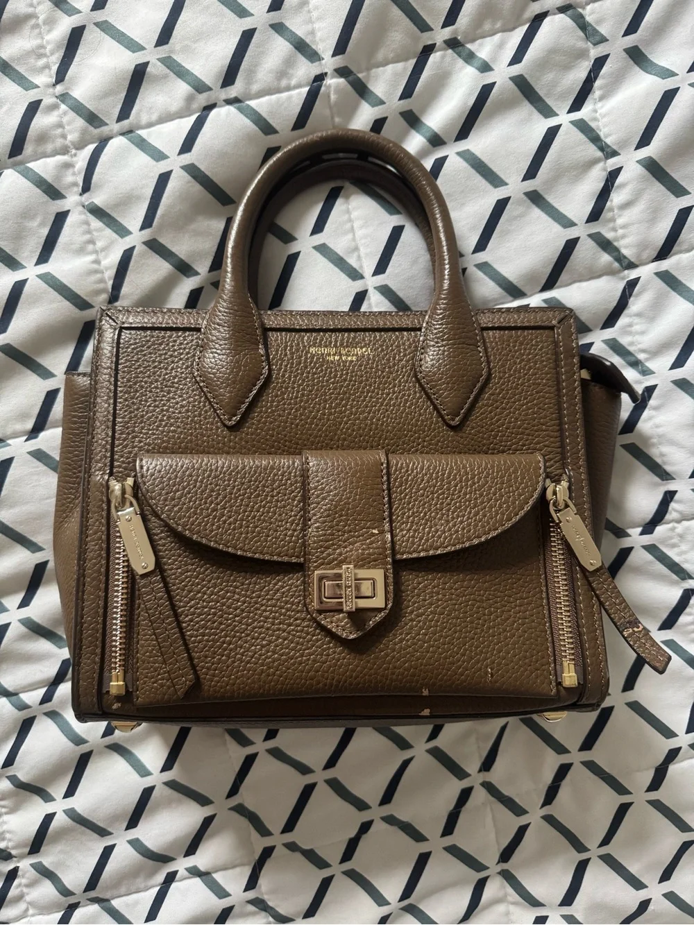 Henri Bendel Convertible Rivingtin Mini Tote in Brown Pebbled Leath…